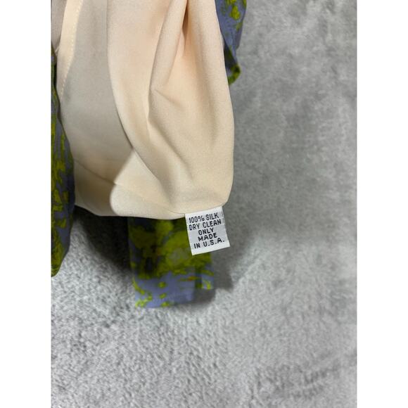 Hunter Dixon Silk Shift Dress 6 Long Sleeve Gray Colorful Gathered Draped - Picture 11 of 16